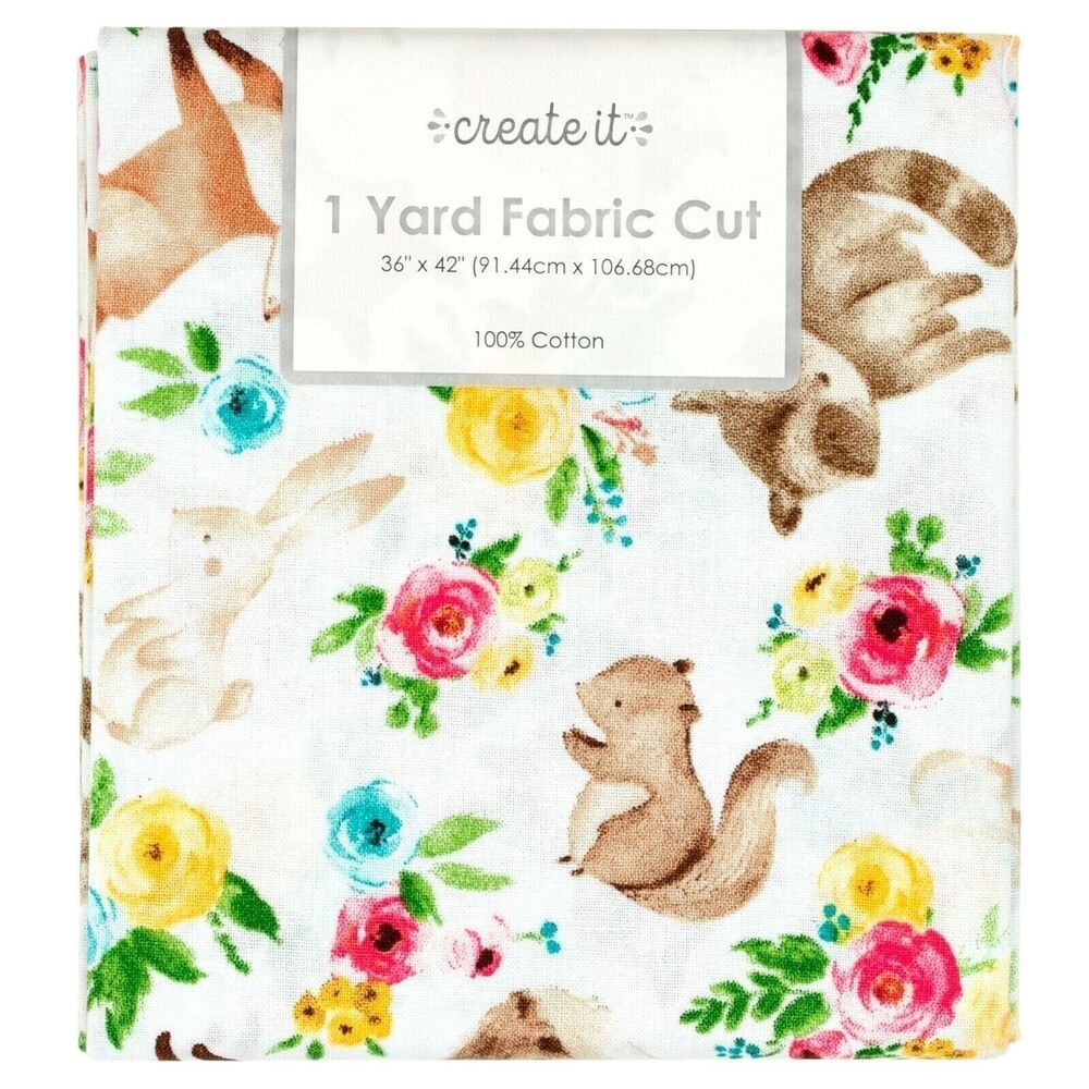 Create It Spring Pals Sewing Fabric Forest Animals Precut 36 X 42-in Cotton NEW